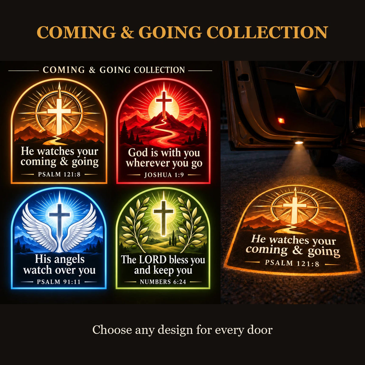 Coming & Going Car Door Projector – Bible Verse Puddle Light